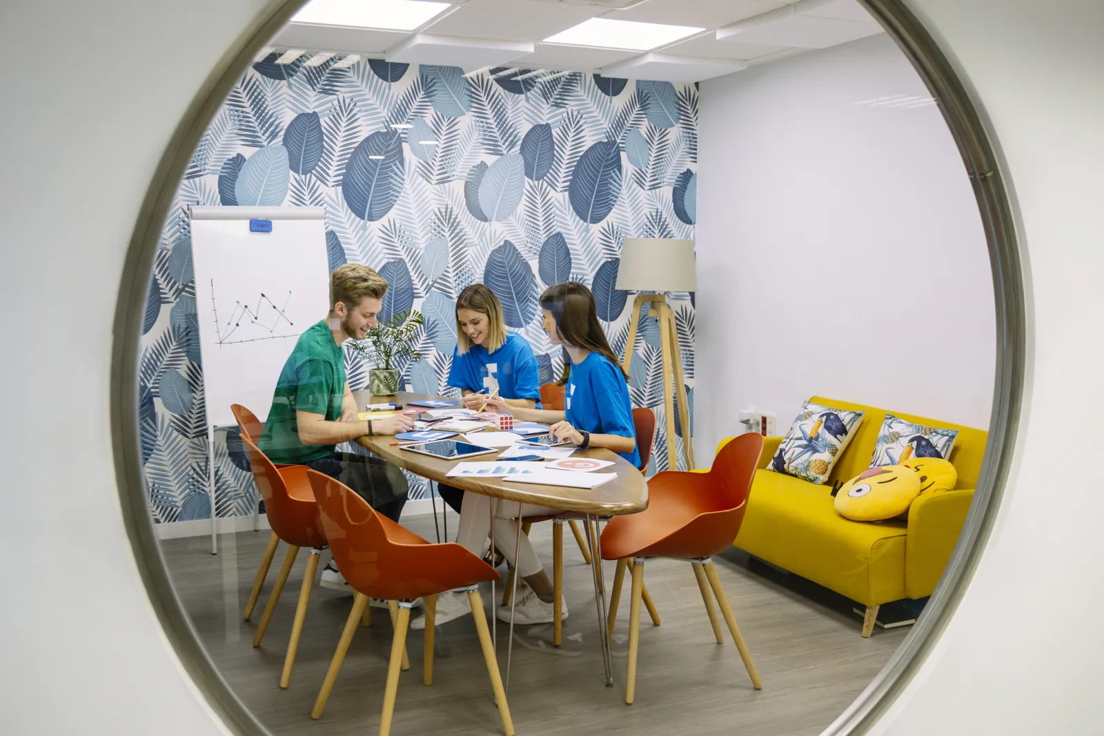 Team meeting in a bright creative office